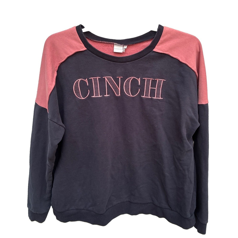 Cinch Crew Neck Pull Over Sweatshirt Pink/Navy Sz 2XL-Western Athleisure-Retro